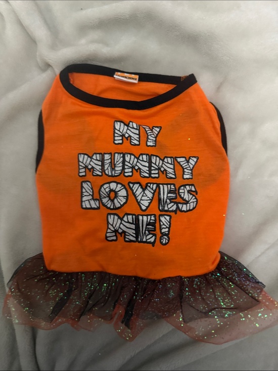 PET SPIRIT Other - Orange 'My Mummy Loves Me!' Dog Dress with Tulle Skirt size small